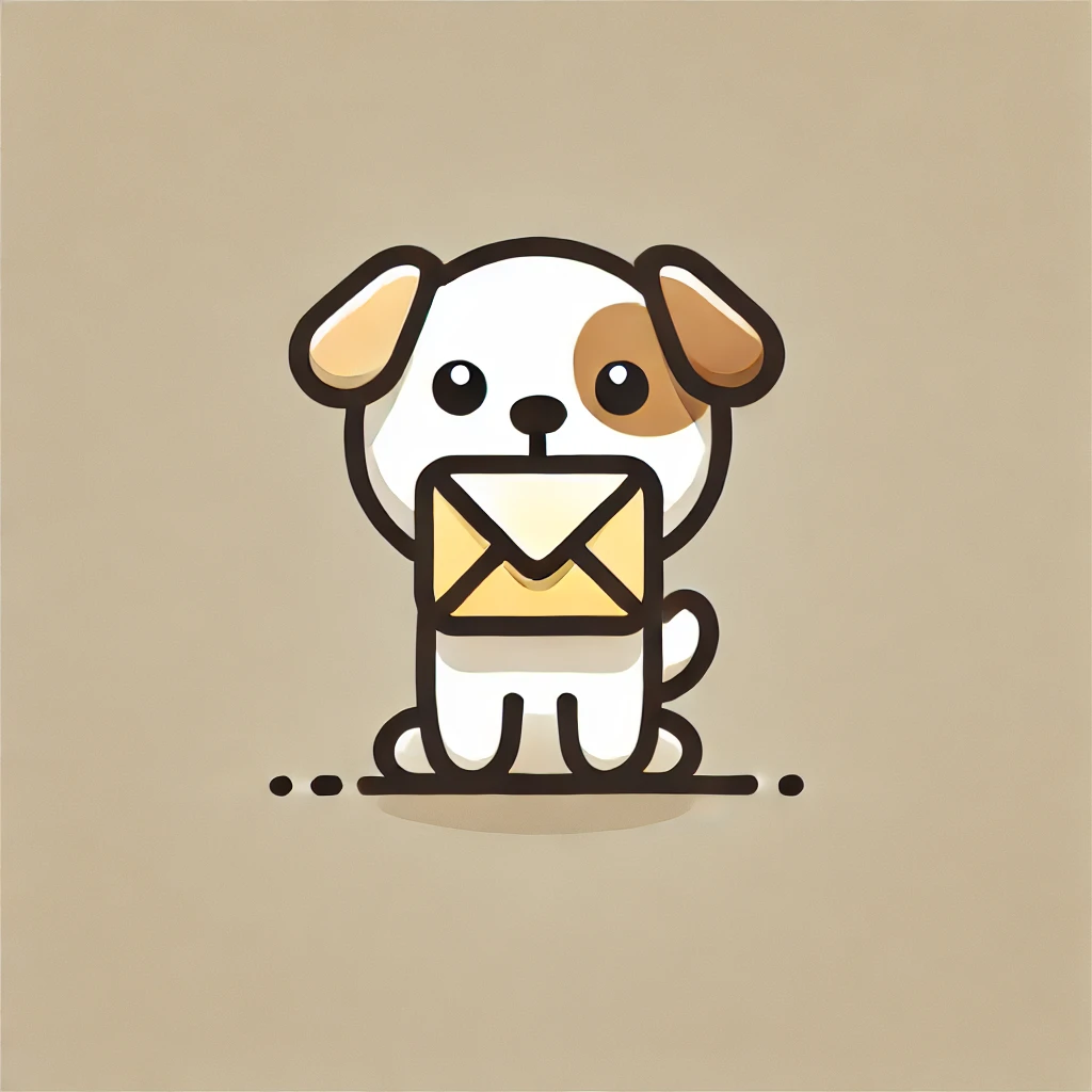 A cute dog holding a letter in its mouth